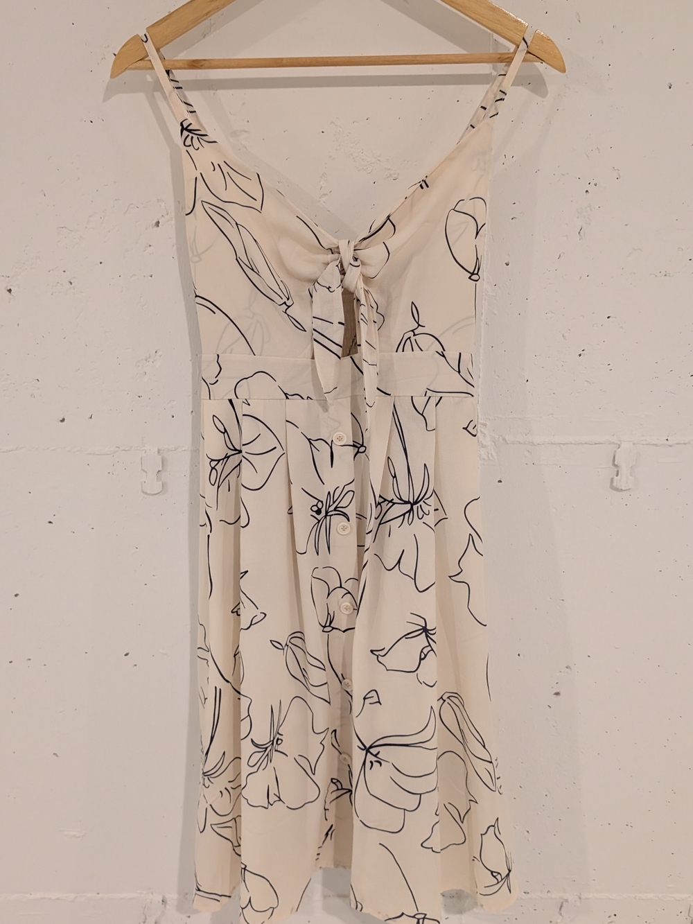 ASOS Cream Midi Dress with Black Floral Line Print